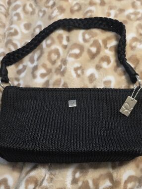 Lina Black Woven Shoulder Bag with Braided Strap